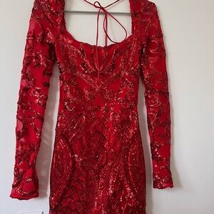 Red sequin dress